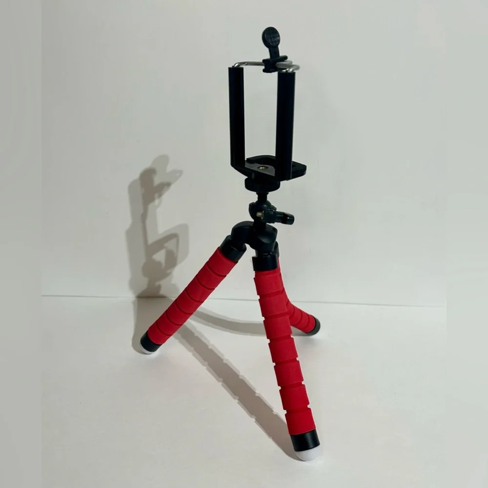 Octopus Adjustable Tripod Stand 3 Legs Flexible Phone Holder Camera Bracket Red
